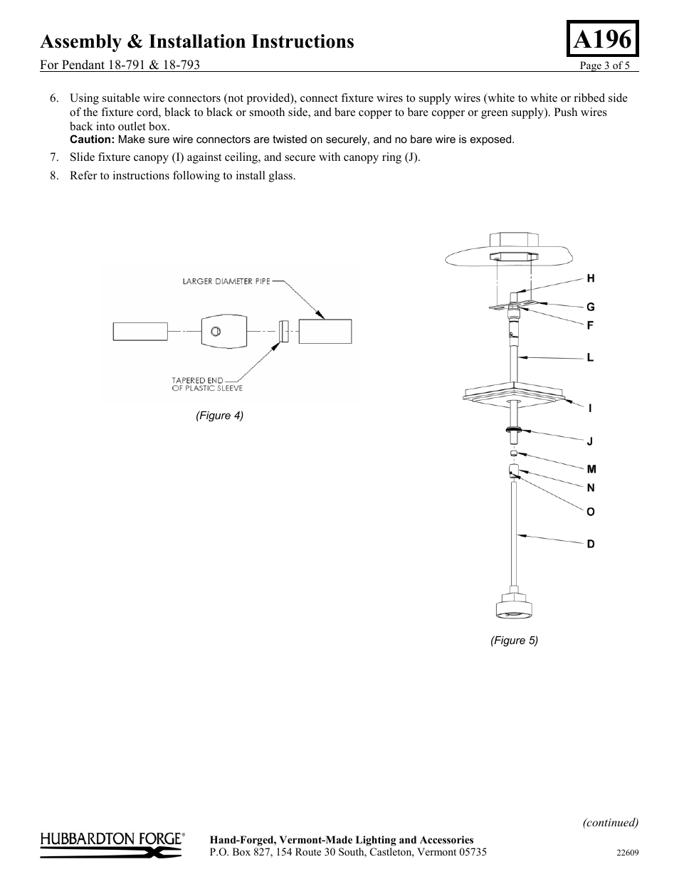 A196, Assembly & installation instructions | Hubbardton Forge 18793 User Manual | Page 3 / 5