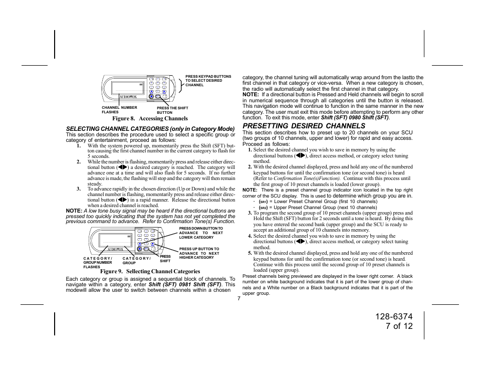 Presetting desired channels | Audiovox SIRIUS SRSIR-001FM User Manual | Page 7 / 12