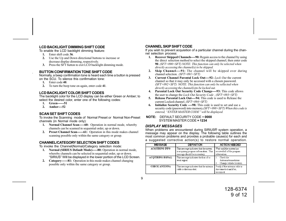 Audiovox SIRIUS SRSIR-001FM User Manual | Page 9 / 12