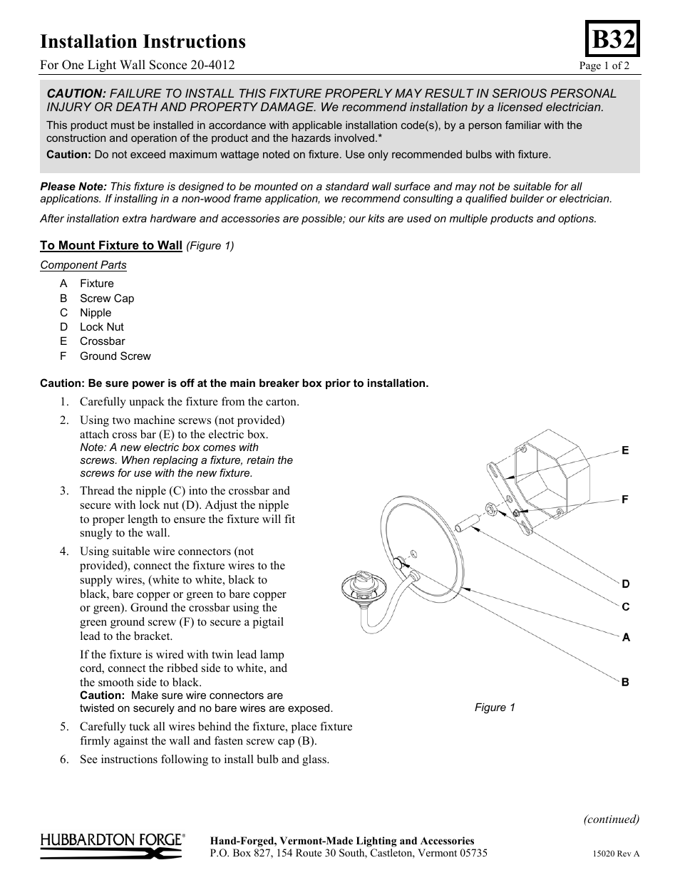 Hubbardton Forge 204212 User Manual | 2 pages