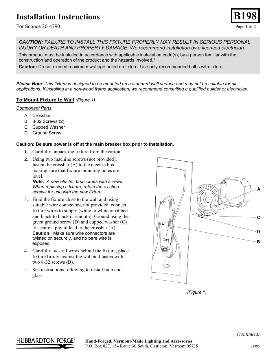 Hubbardton Forge 204790 User Manual | 2 pages
