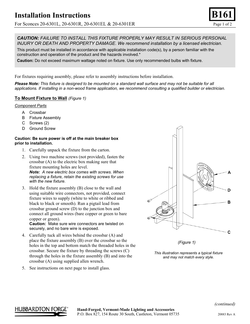 Hubbardton Forge 206301 User Manual | 2 pages