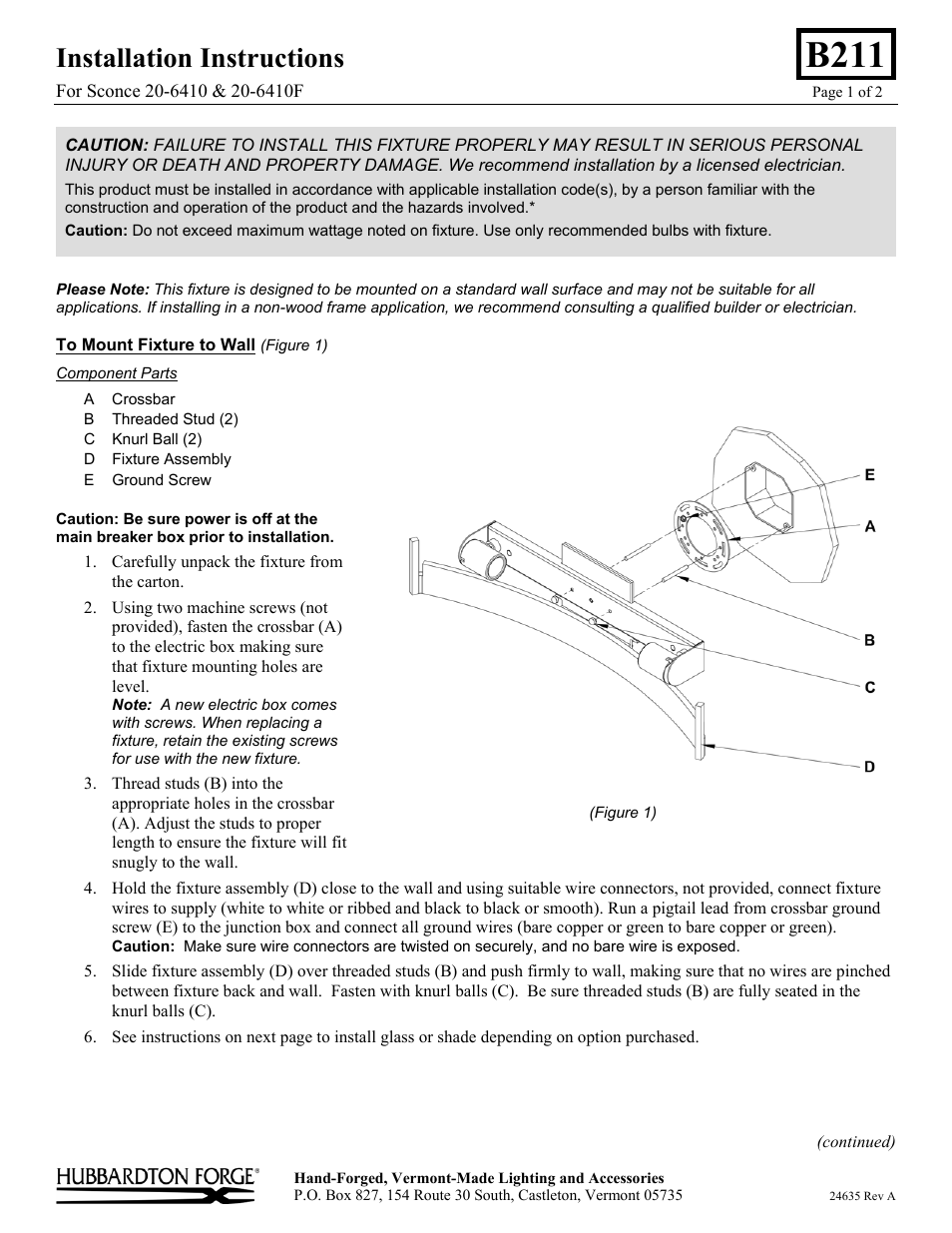 Hubbardton Forge 206410 User Manual | 2 pages