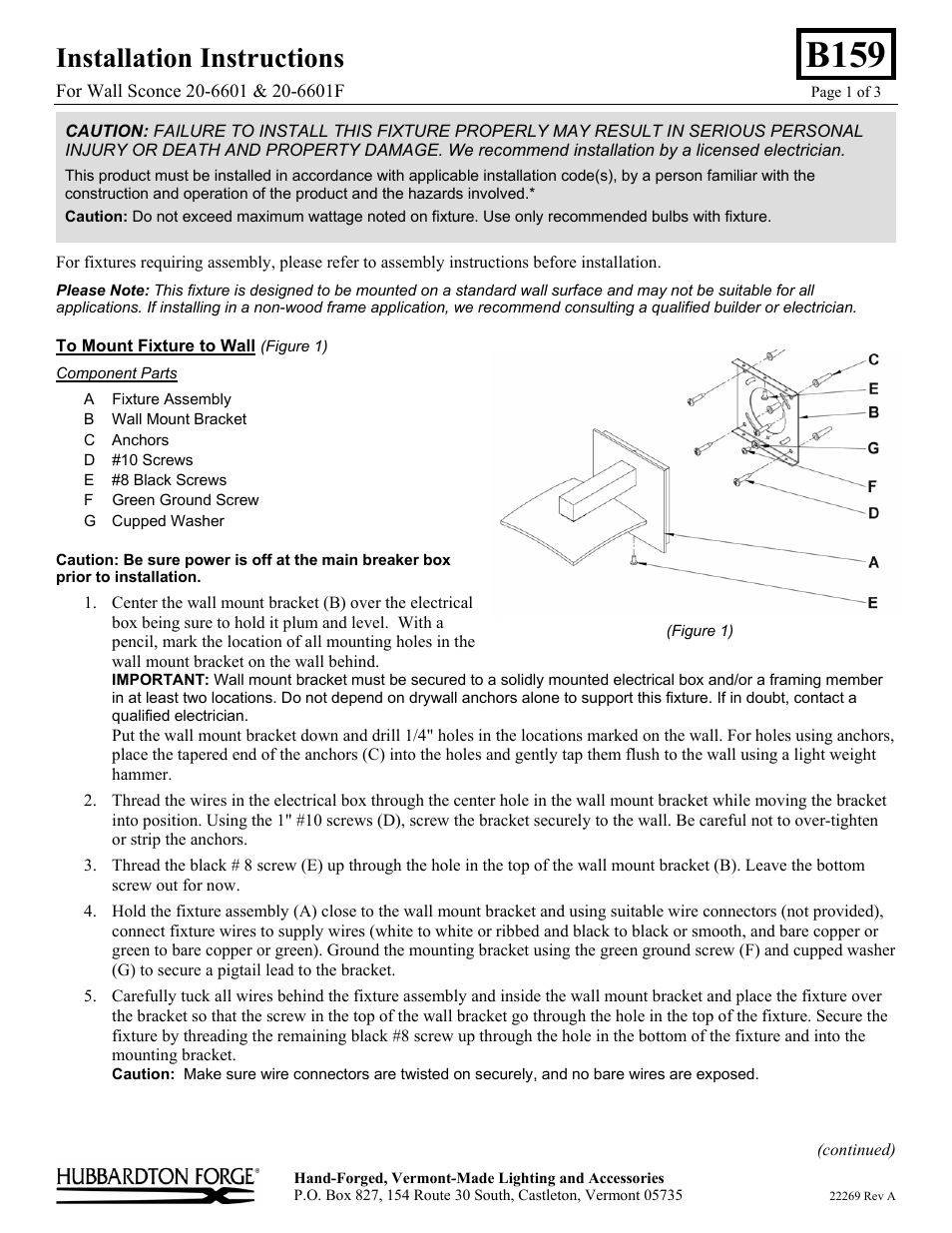 Hubbardton Forge 206601 User Manual | 3 pages