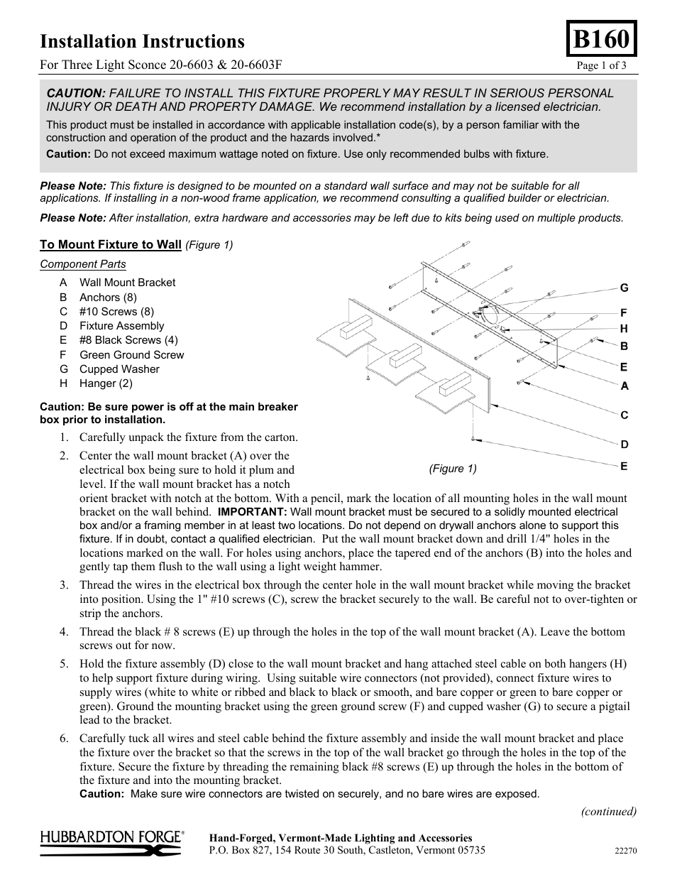 Hubbardton Forge 206603 User Manual | 3 pages