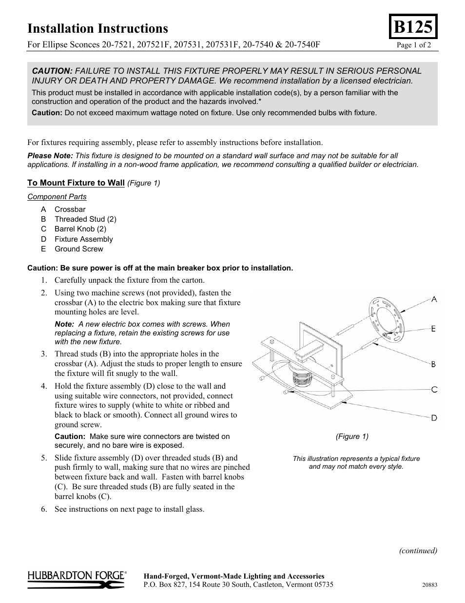 Hubbardton Forge 207540 User Manual | 2 pages