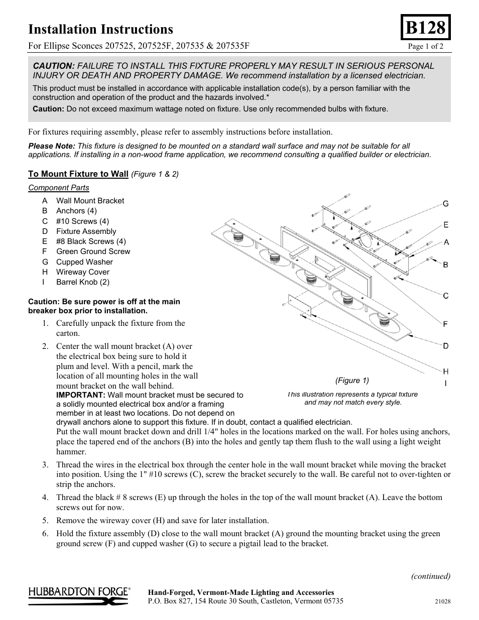 Hubbardton Forge 207525 User Manual | 2 pages