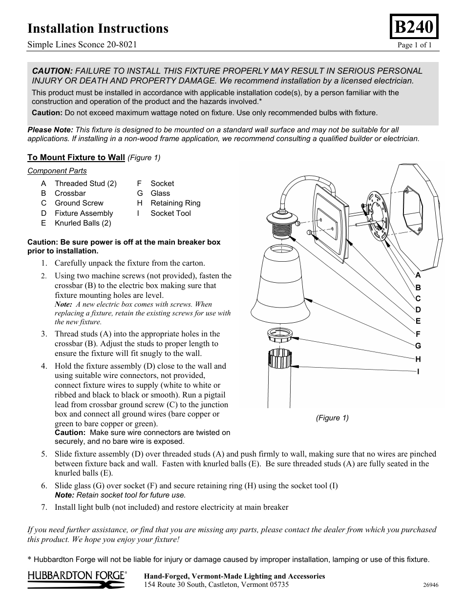 Hubbardton Forge 208021 User Manual | 1 page