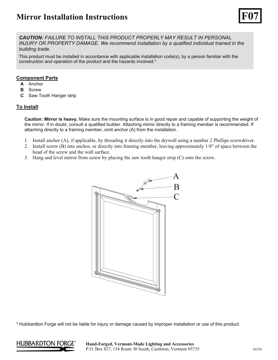 Hubbardton Forge 710014 User Manual | 1 page