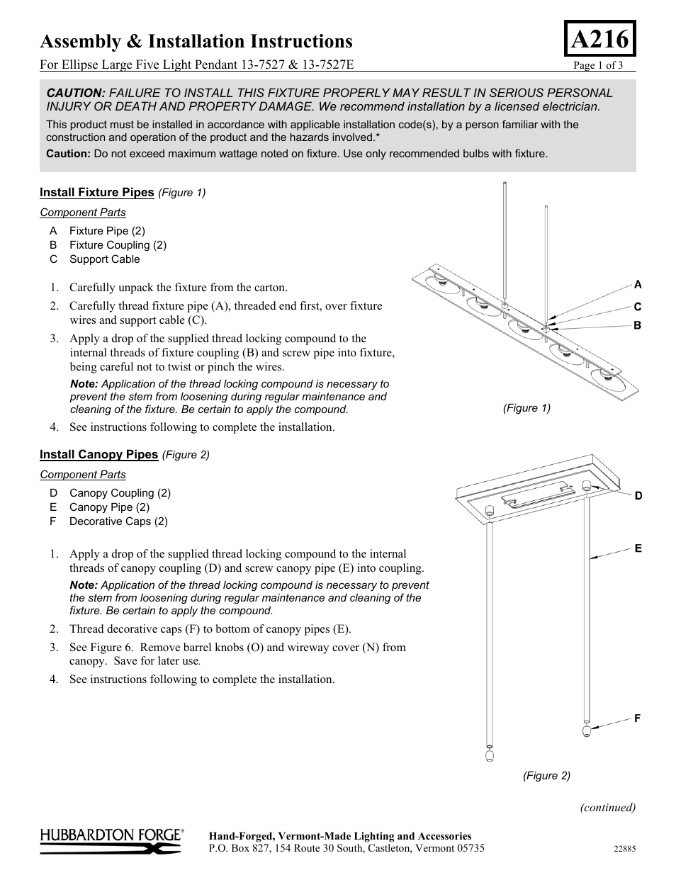 Hubbardton Forge 137527 User Manual | 3 pages