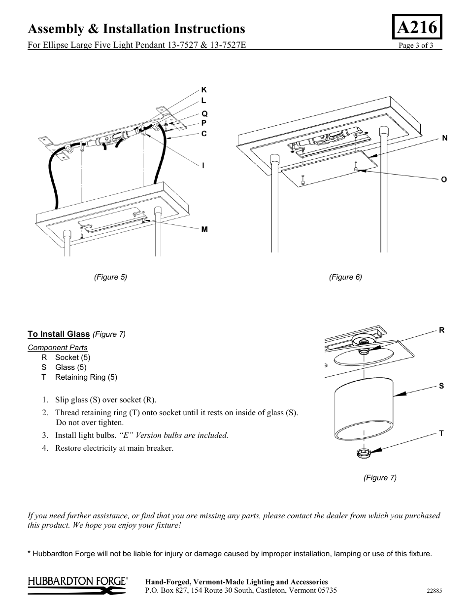 A216, Assembly & installation instructions | Hubbardton Forge 137527 User Manual | Page 3 / 3