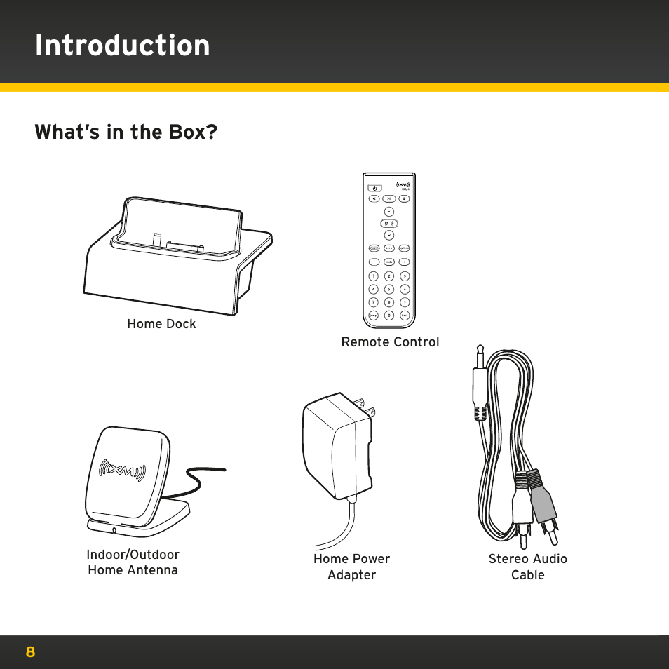 Introduction, What’s in the box | SIRIUS XMp3i User Manual | Page 8 / 34
