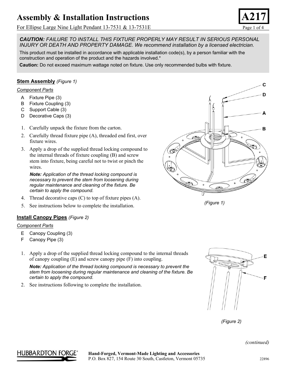 Hubbardton Forge 137531 User Manual | 4 pages