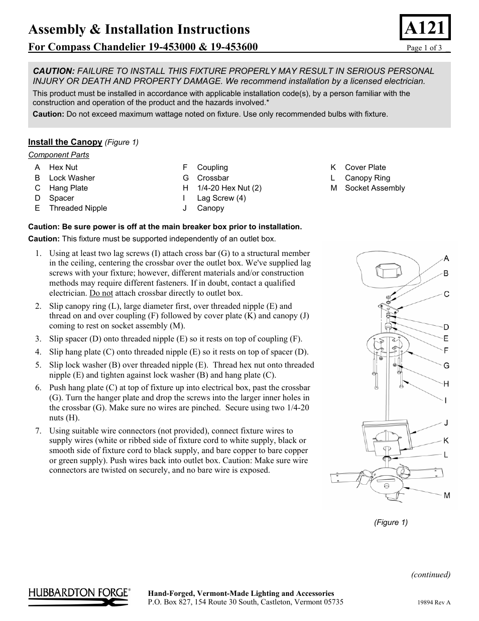 Hubbardton Forge 19453000 User Manual | 3 pages