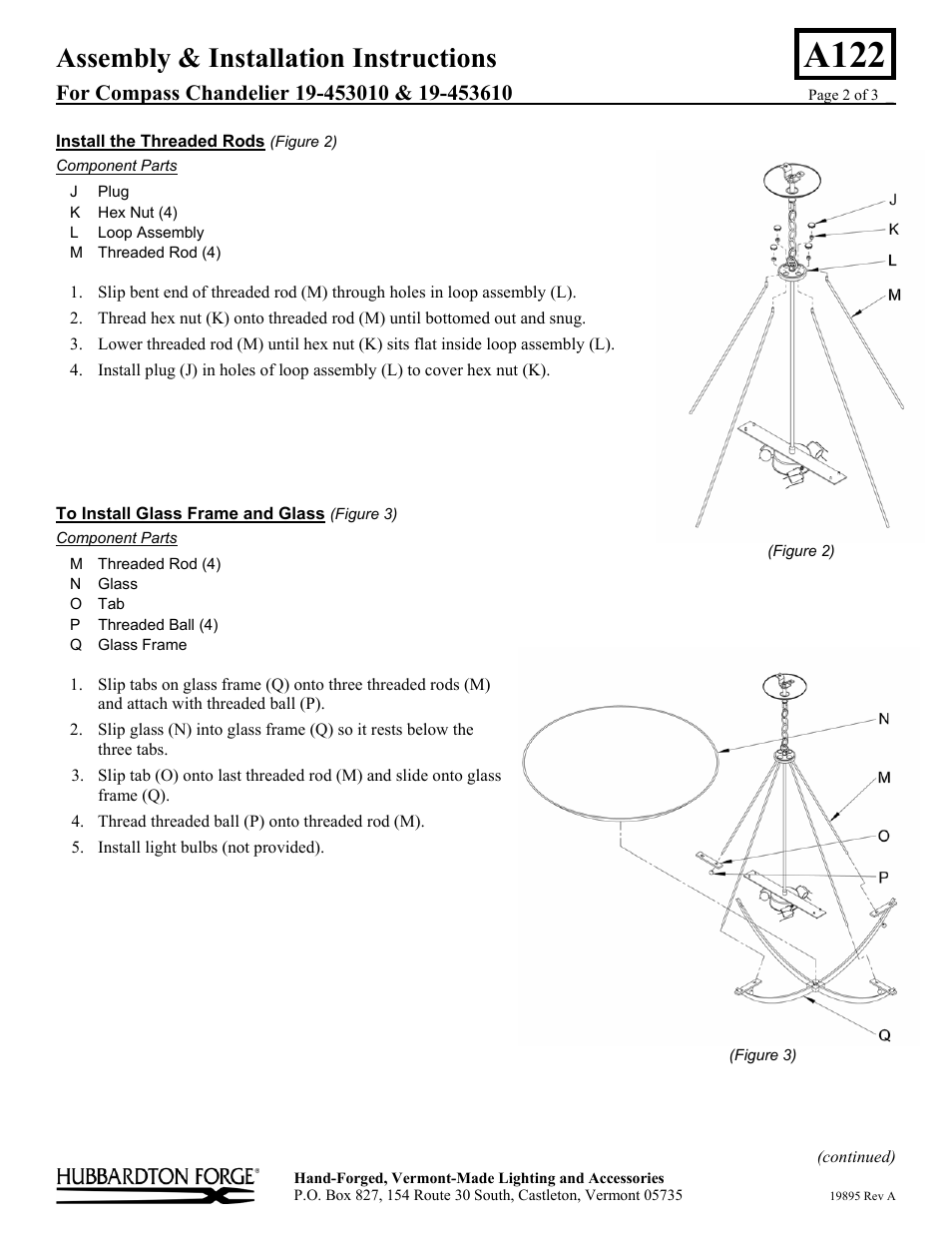 A122, Assembly & installation instructions | Hubbardton Forge 19453010 User Manual | Page 2 / 3
