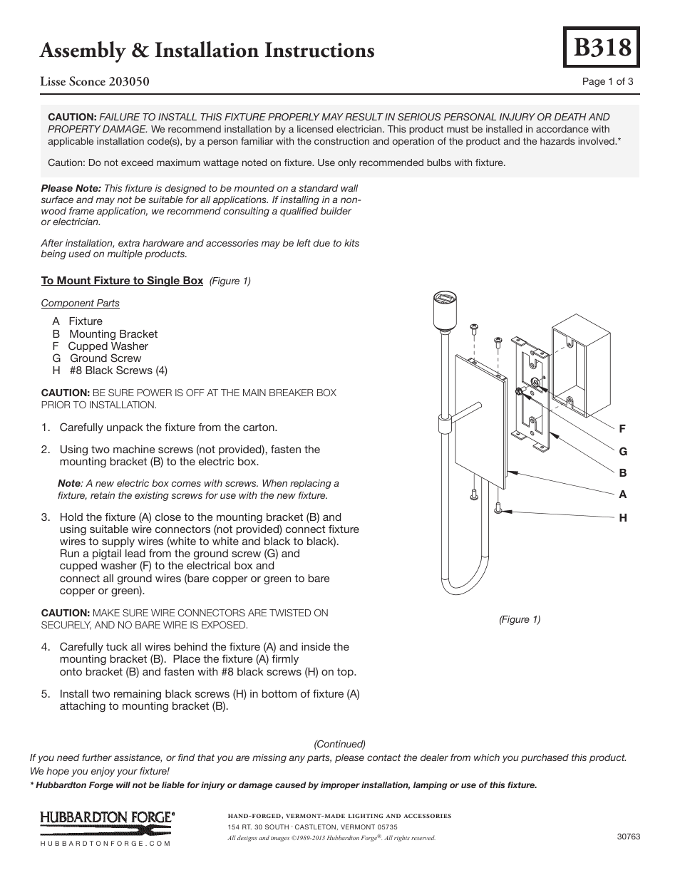 Hubbardton Forge 203050 User Manual | 3 pages