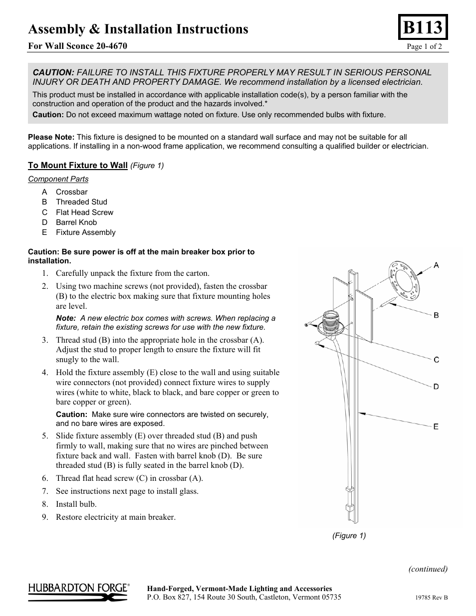 Hubbardton Forge 204670 User Manual | 2 pages