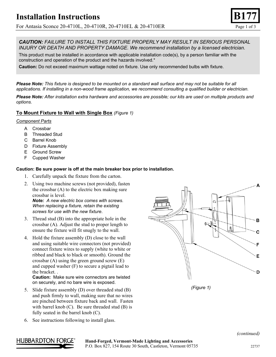 Hubbardton Forge 204710 User Manual | 3 pages