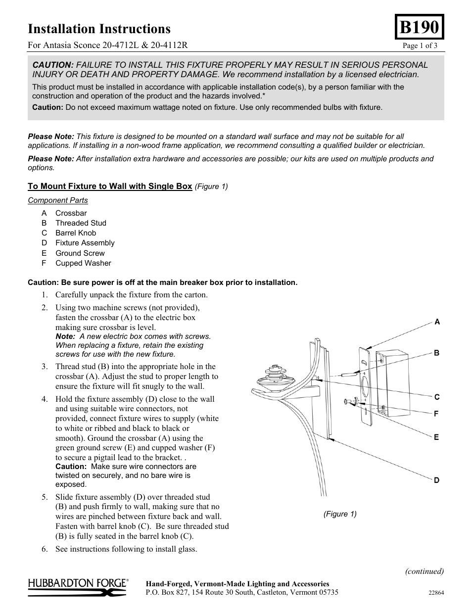 Hubbardton Forge 204712 User Manual | 3 pages