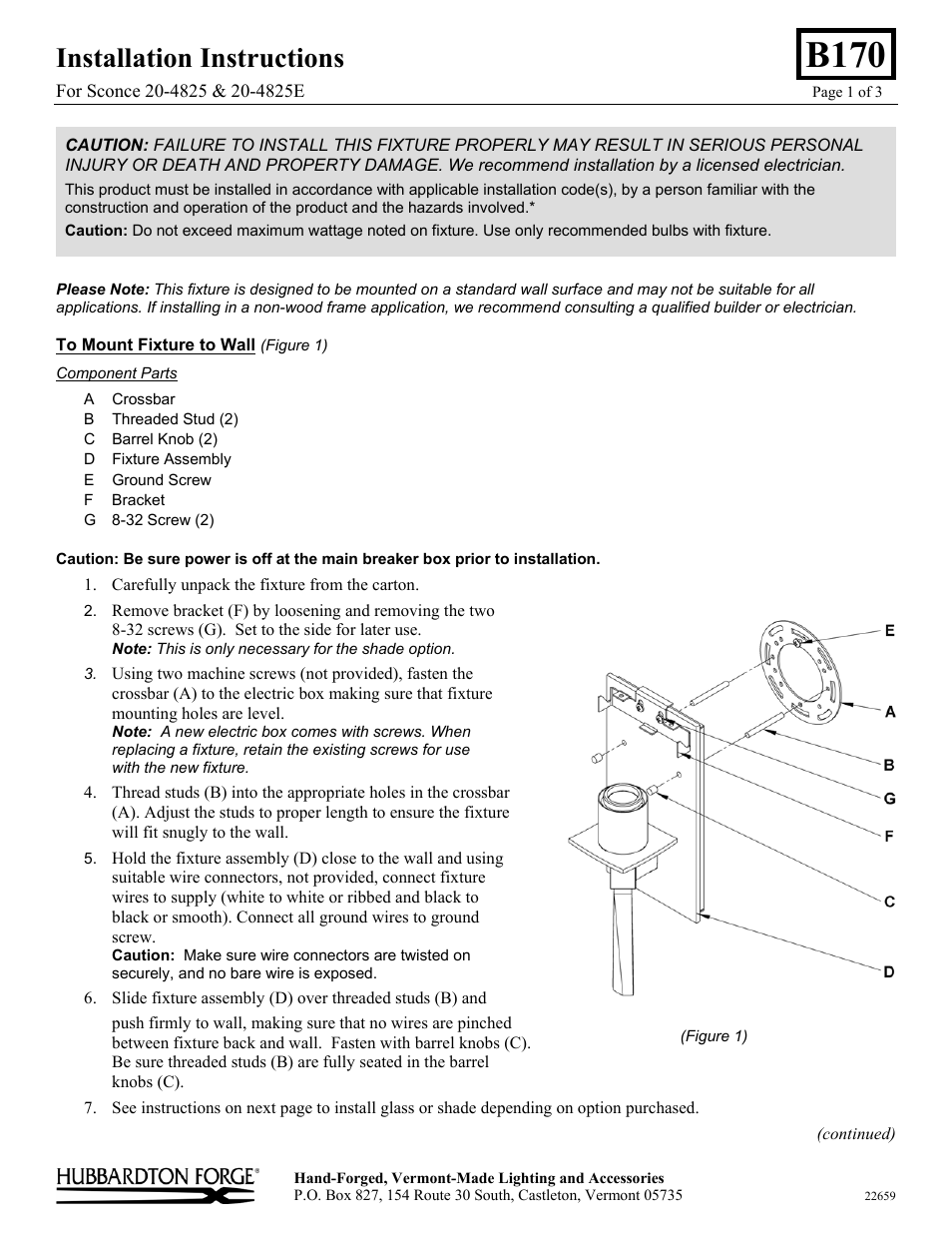 Hubbardton Forge 204825 User Manual | 3 pages