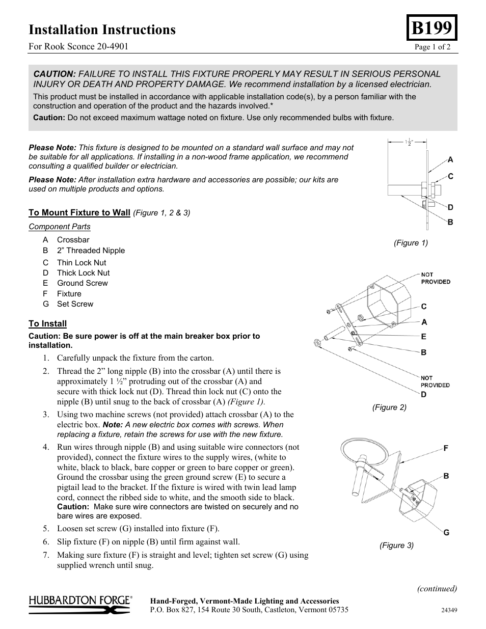 Hubbardton Forge 204901 User Manual | 2 pages