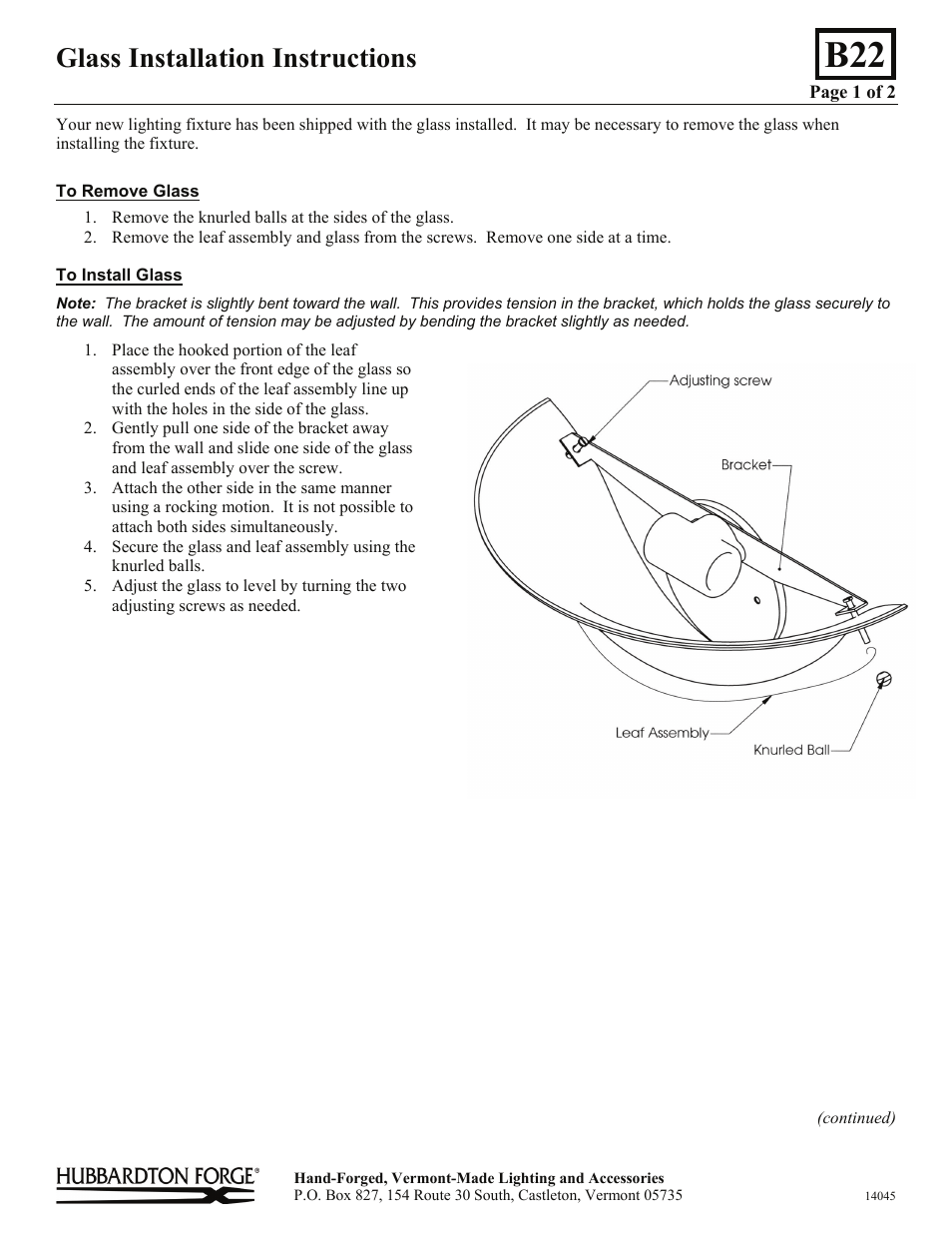 Hubbardton Forge 205105 User Manual | 2 pages