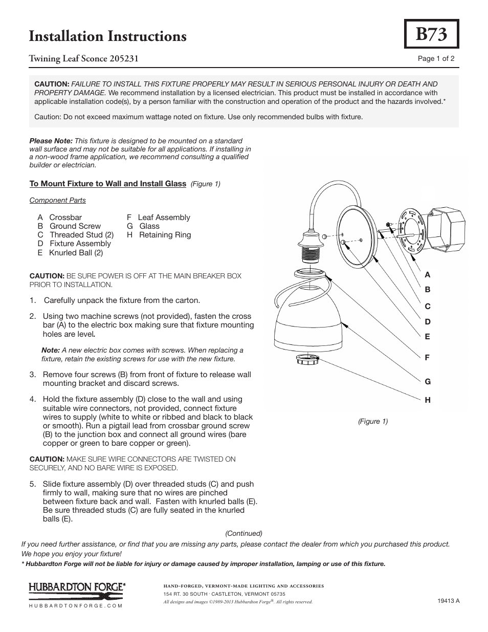 Hubbardton Forge 205231 User Manual | 2 pages