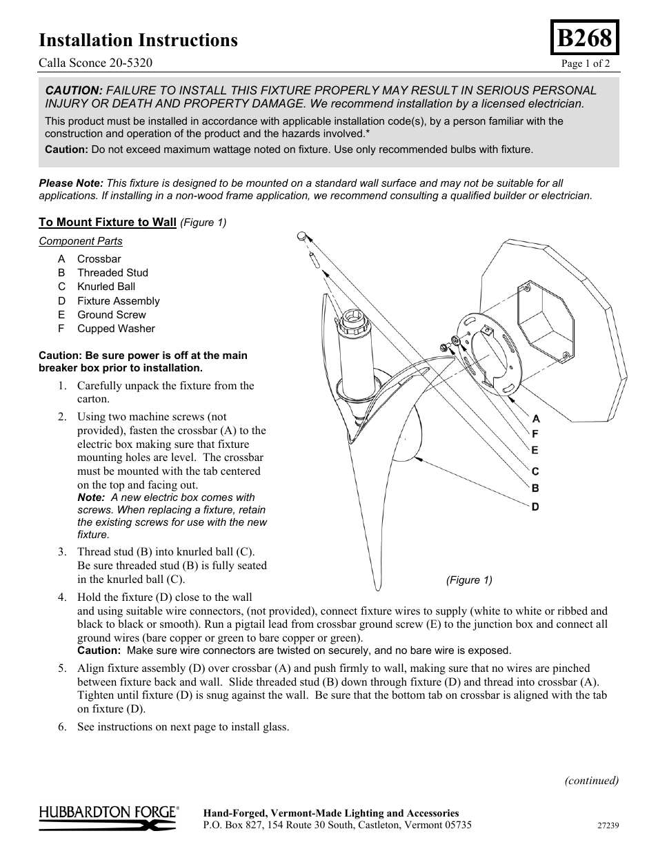 Hubbardton Forge 205320 User Manual | 2 pages