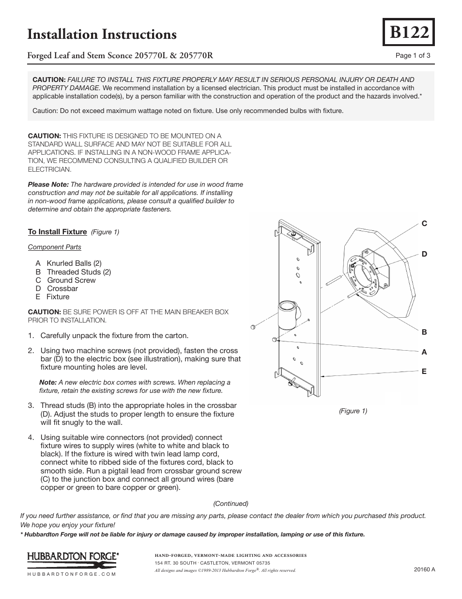 Hubbardton Forge 205770 User Manual | 3 pages