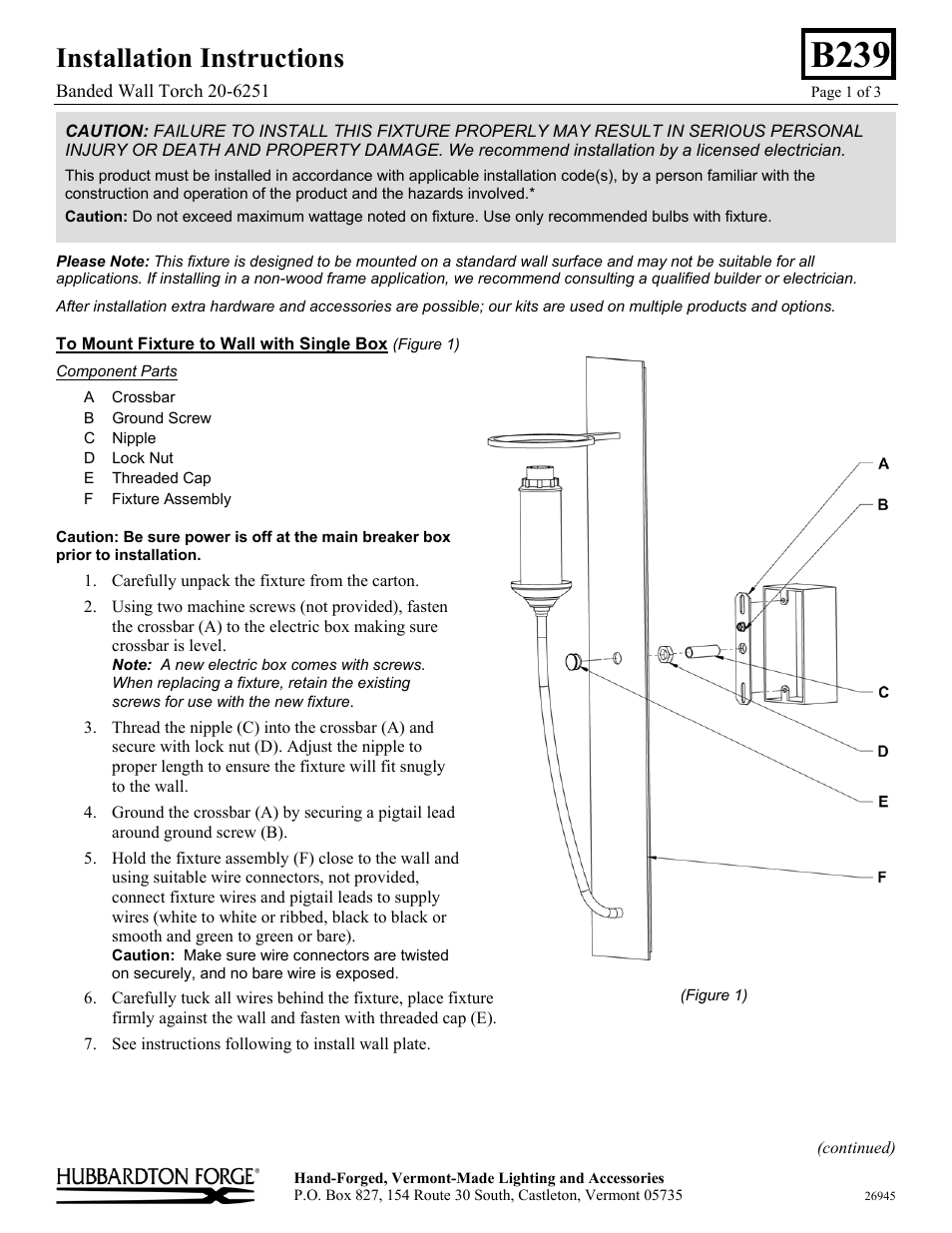 Hubbardton Forge 206251 User Manual | 3 pages