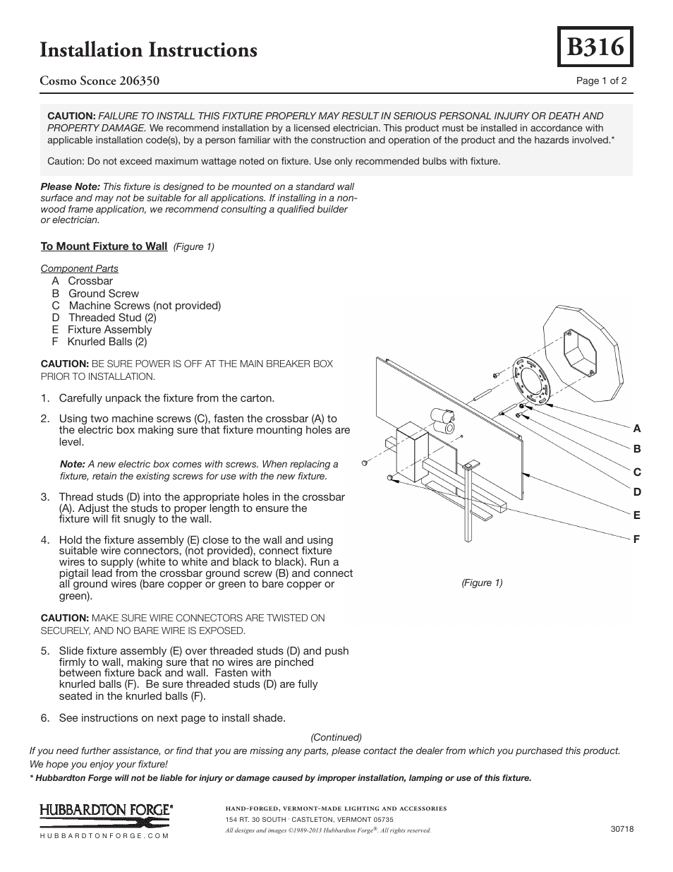 Hubbardton Forge 206350 User Manual | 2 pages