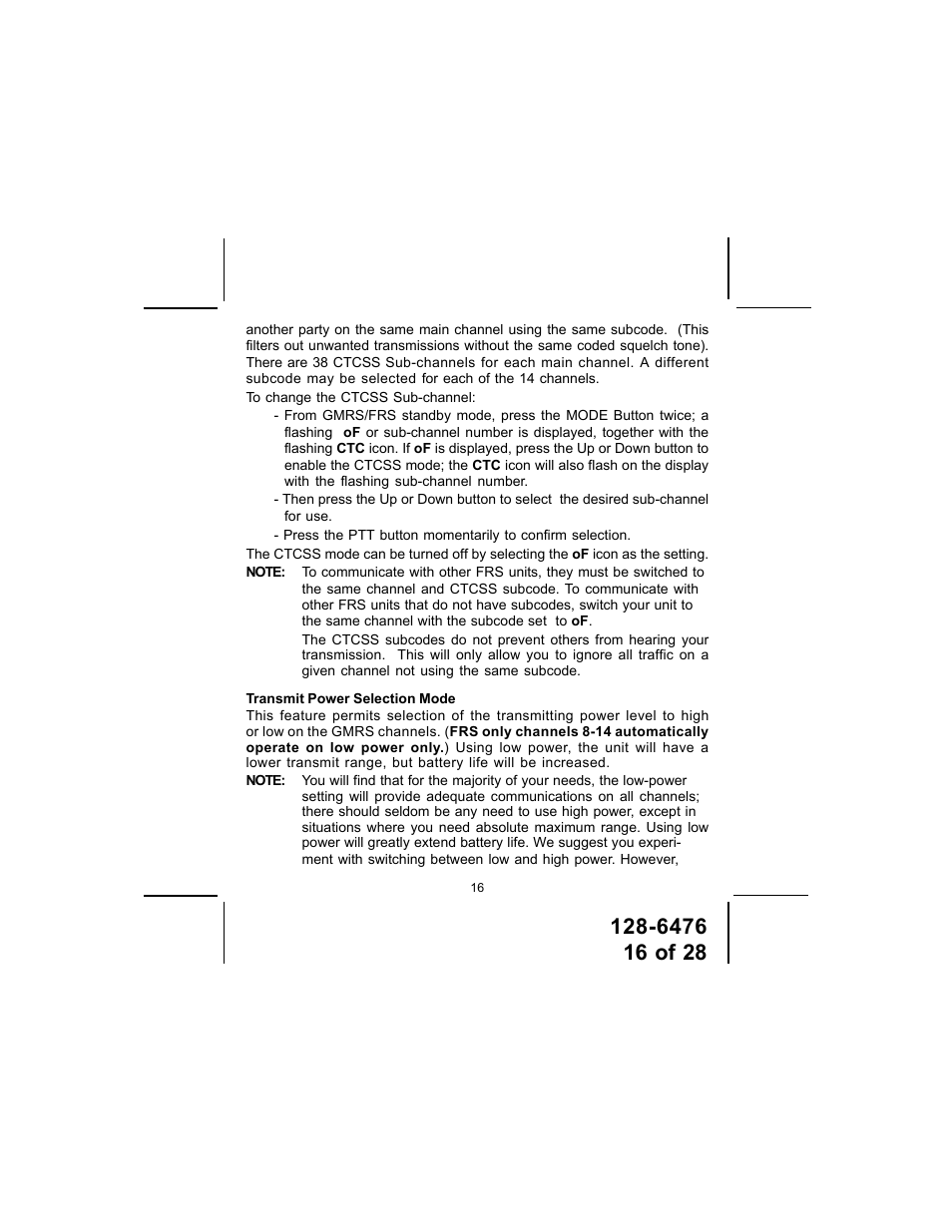 Audiovox GMRS-3000PK User Manual | Page 16 / 28