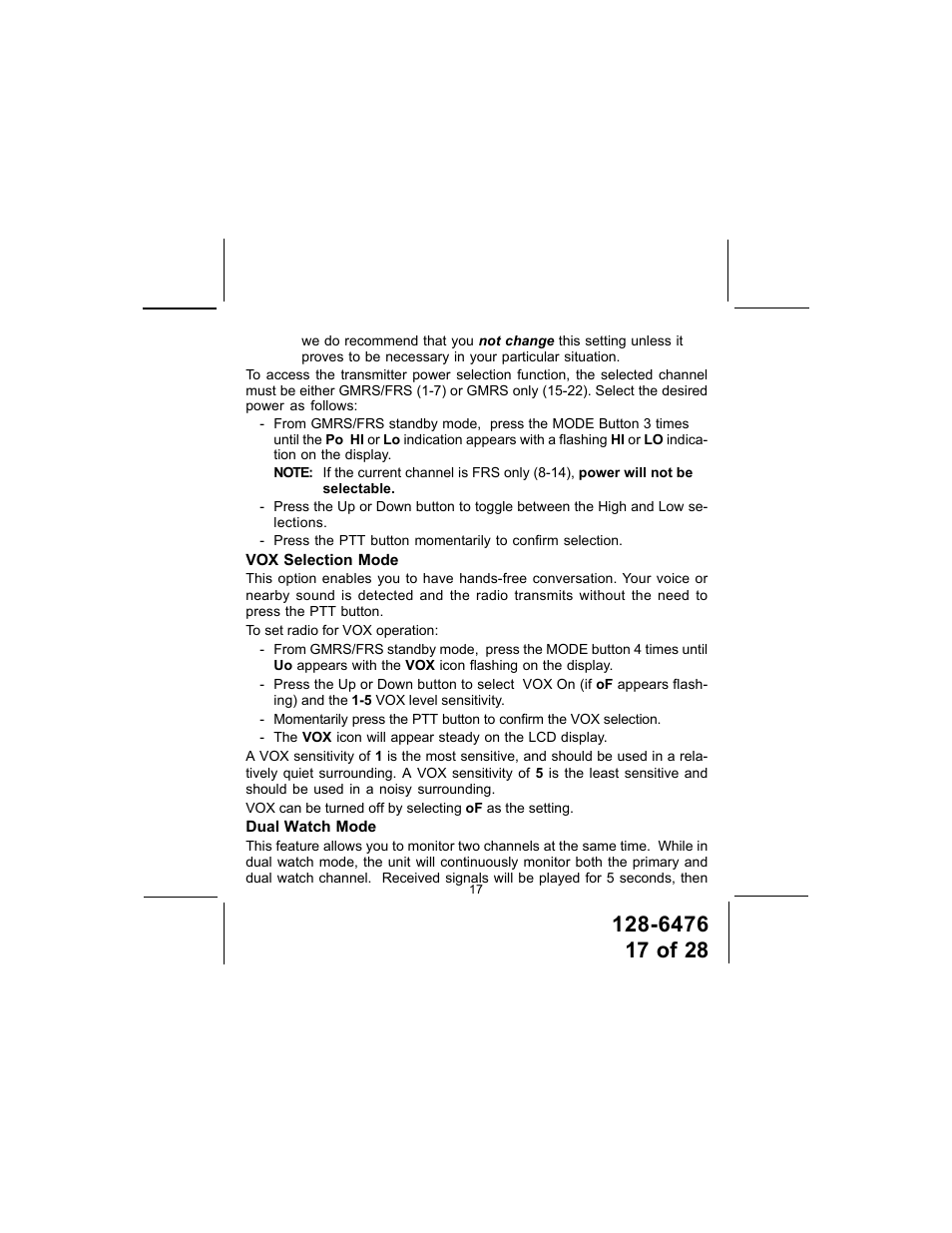 Audiovox GMRS-3000PK User Manual | Page 17 / 28