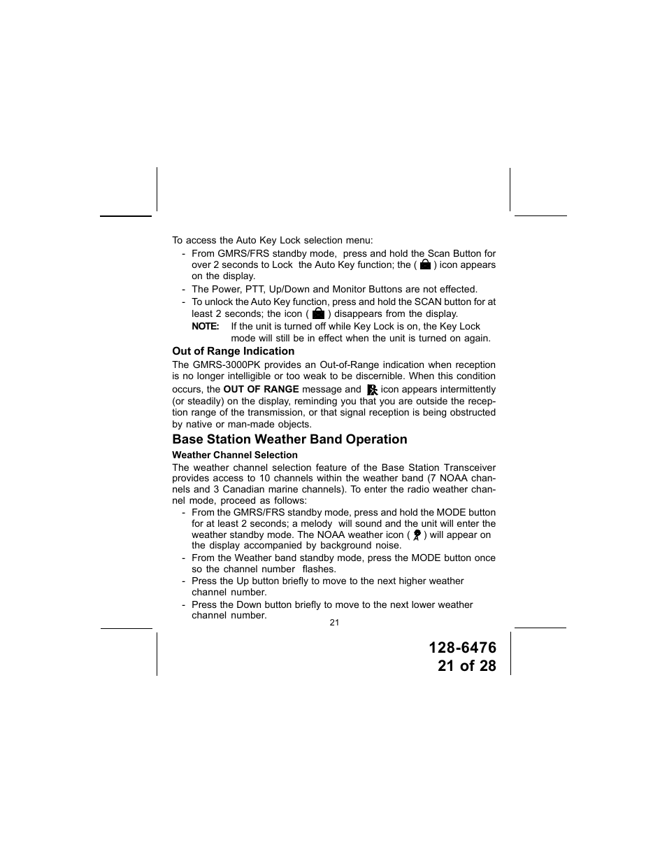 Audiovox GMRS-3000PK User Manual | Page 21 / 28