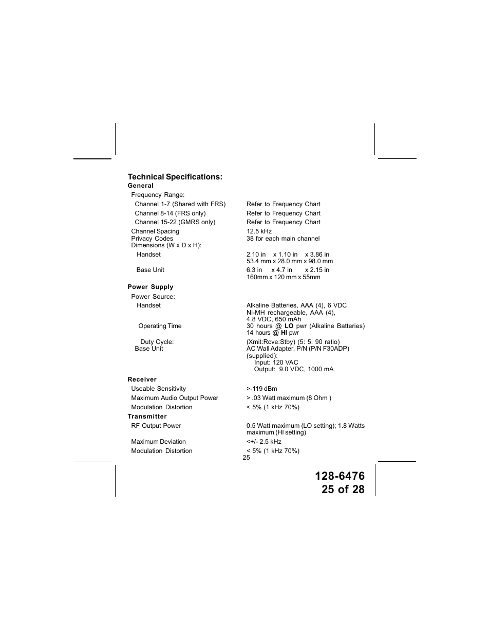 Audiovox GMRS-3000PK User Manual | Page 25 / 28