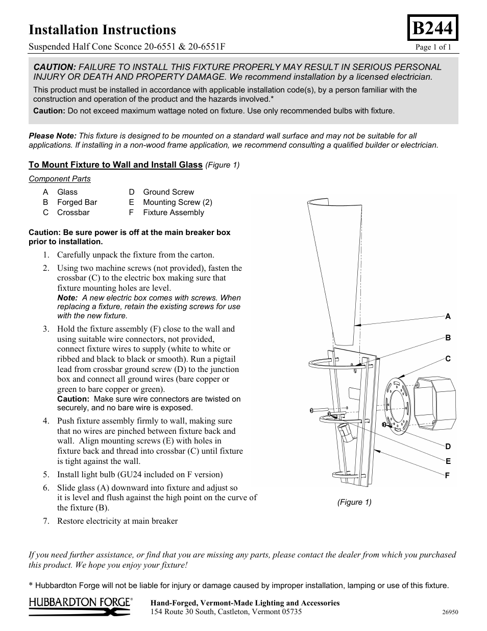 Hubbardton Forge 206551 User Manual | 1 page