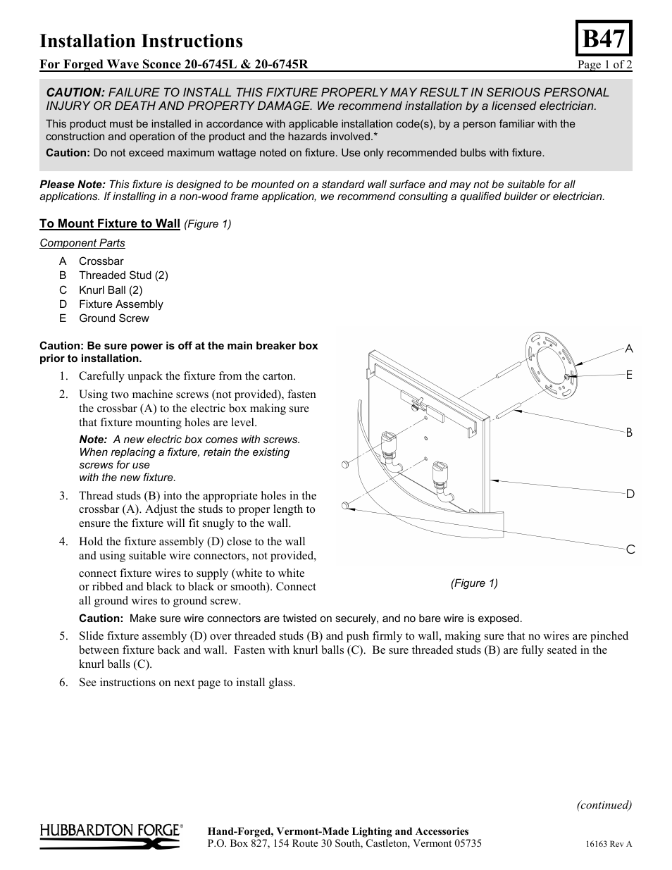 Hubbardton Forge 206745 User Manual | 2 pages