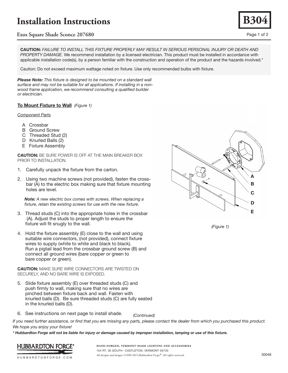 Hubbardton Forge 207680 User Manual | 2 pages