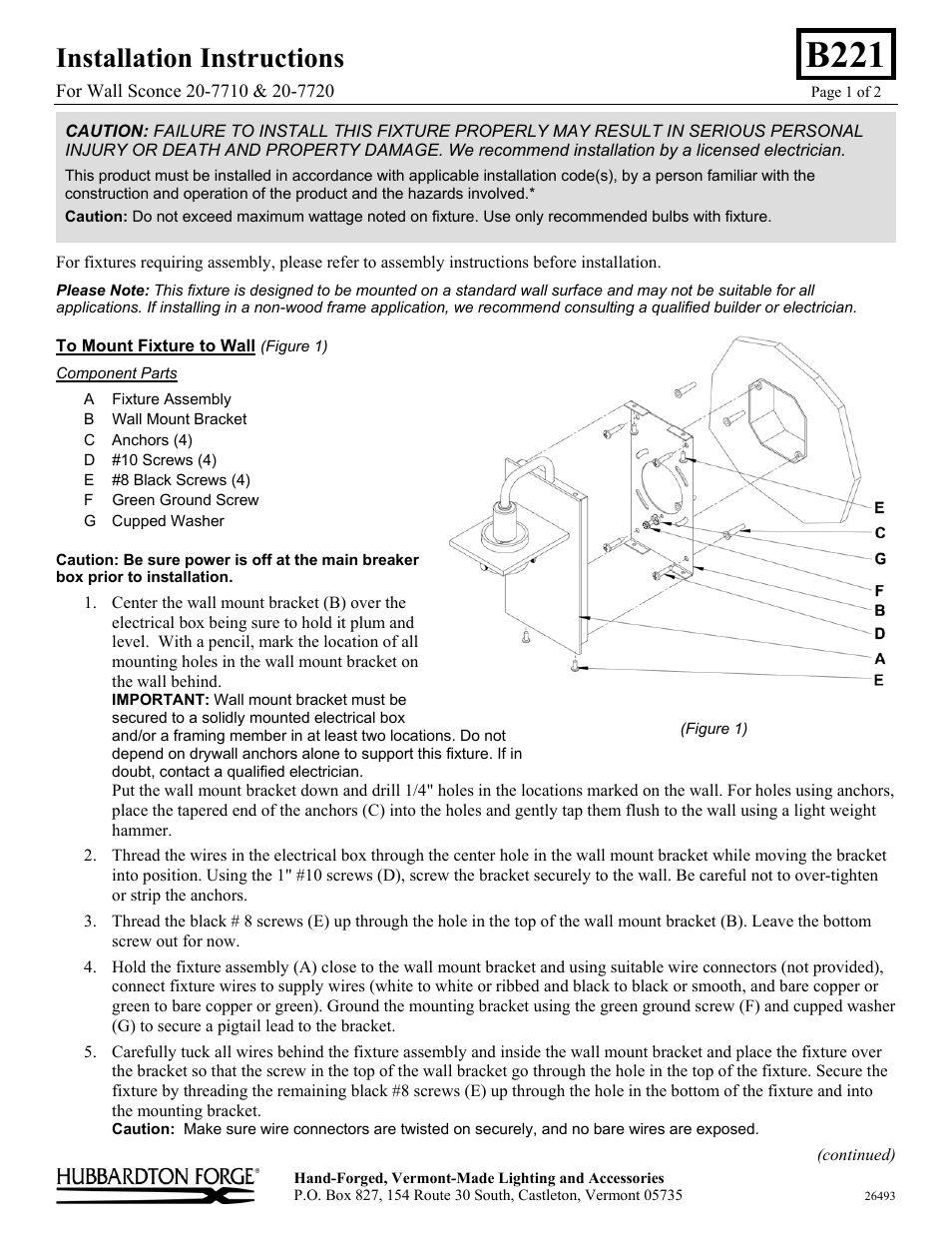 Hubbardton Forge 207720 User Manual | 2 pages