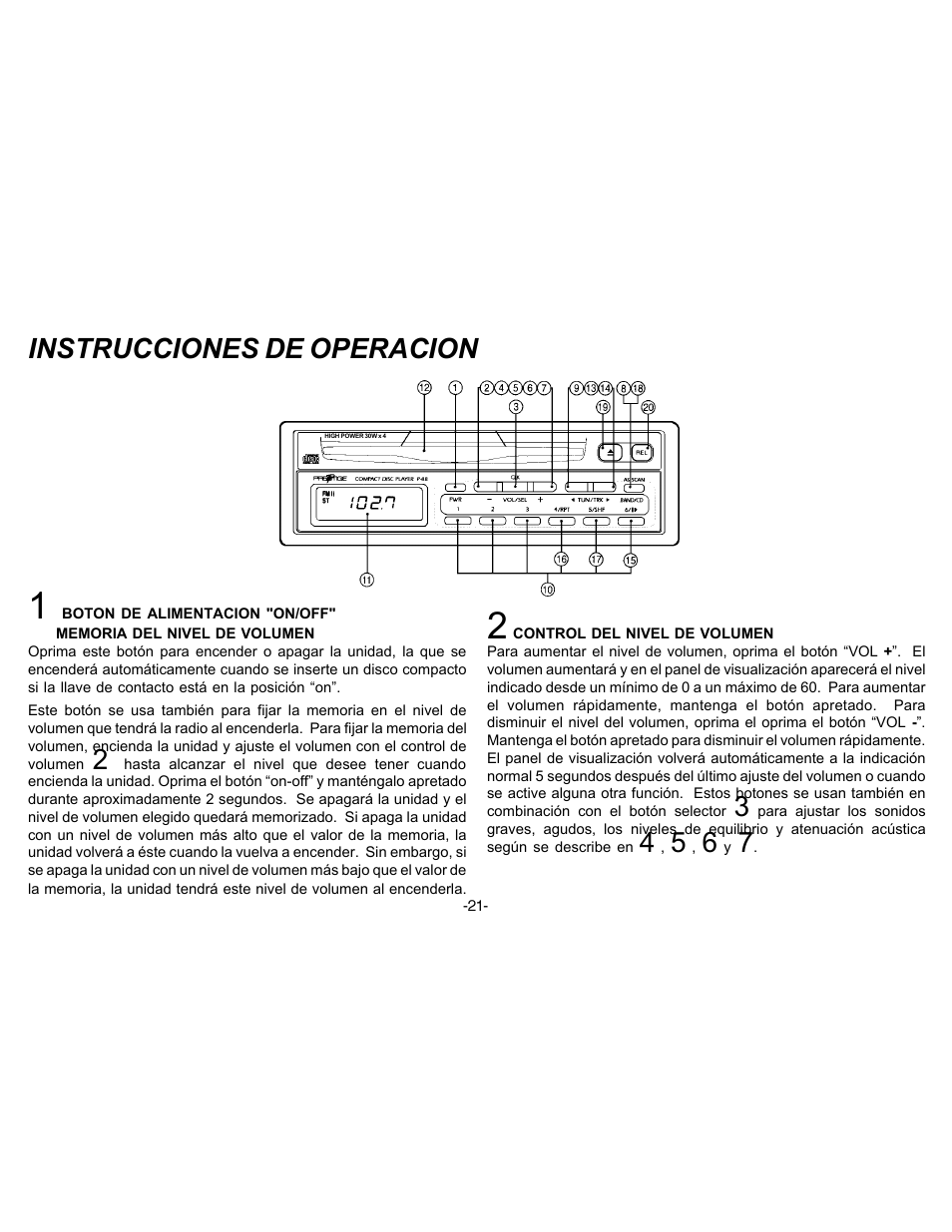 Instrucciones de operacion | Audiovox P-88 User Manual | Page 22 / 32