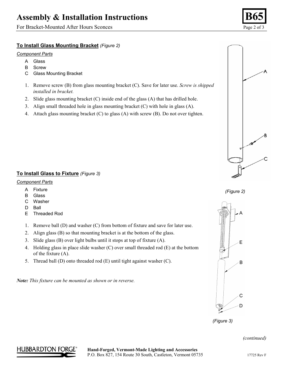 Assembly & installation instructions | Hubbardton Forge 207861 User Manual | Page 2 / 3