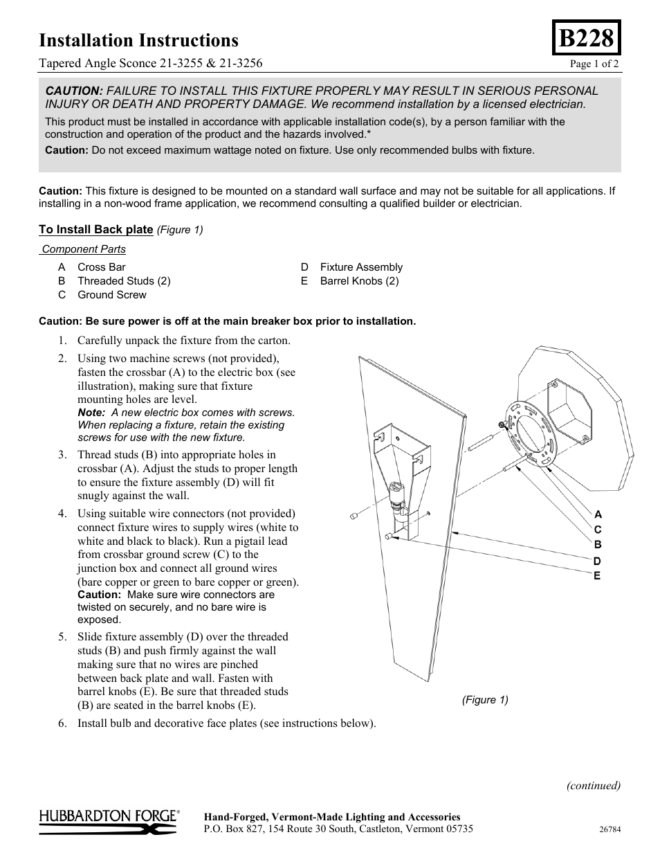 Hubbardton Forge 213256 User Manual | 2 pages