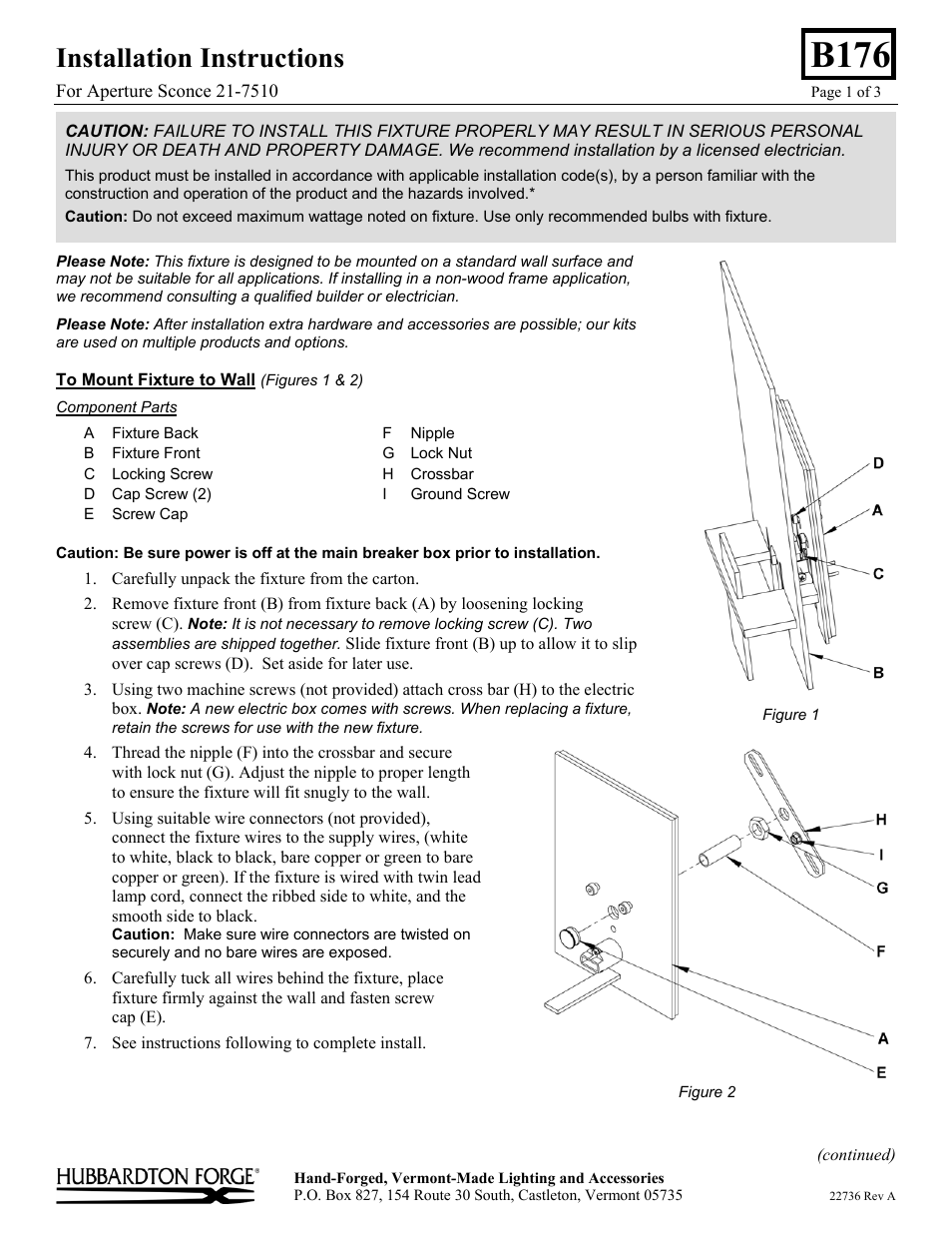 Hubbardton Forge 217510 User Manual | 3 pages