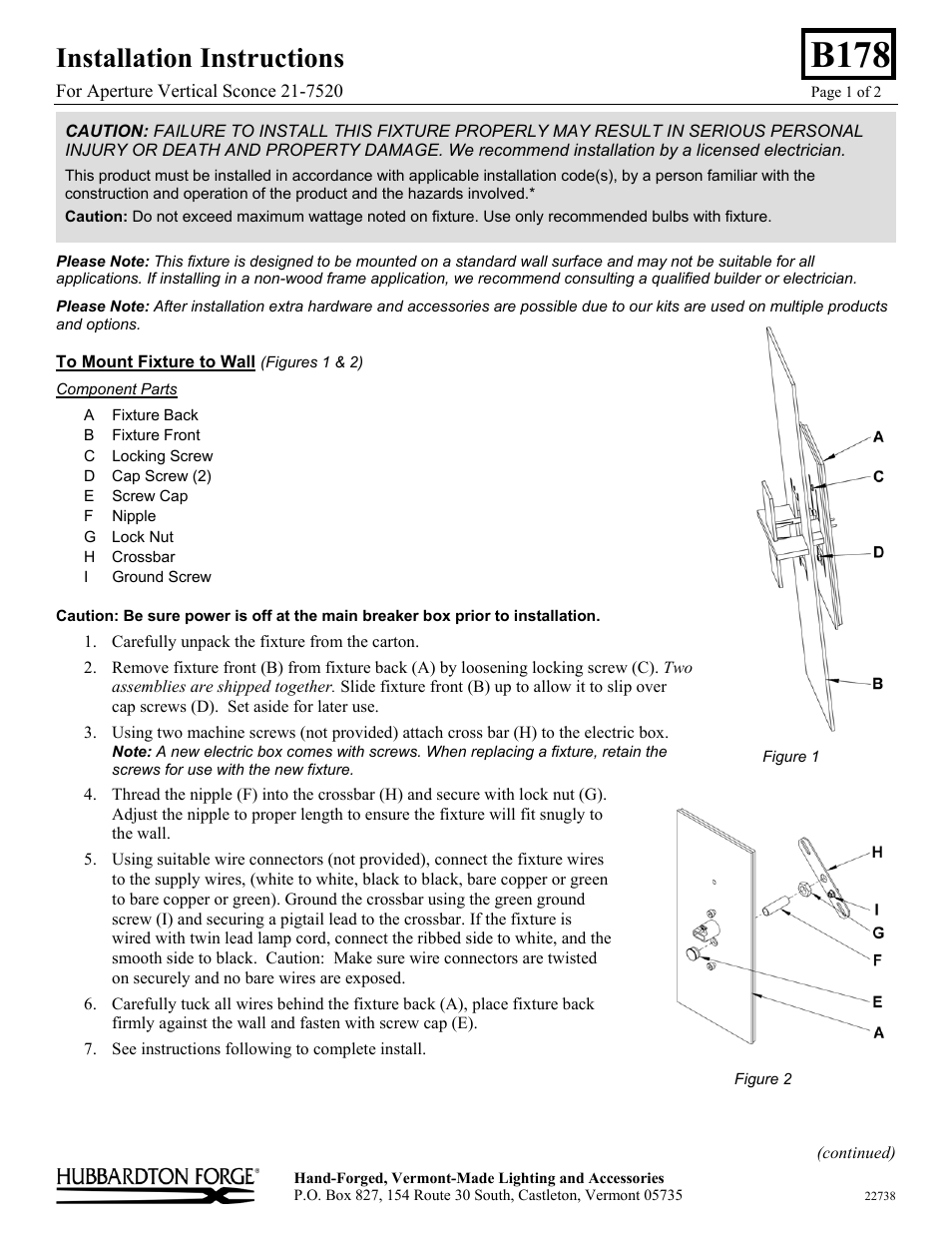 Hubbardton Forge 217520 User Manual | 2 pages