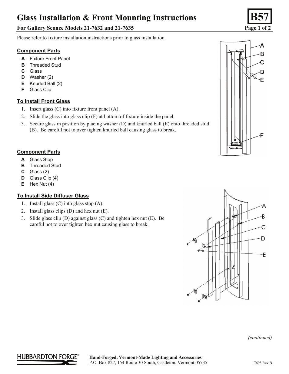 Hubbardton Forge 217635 User Manual | 2 pages