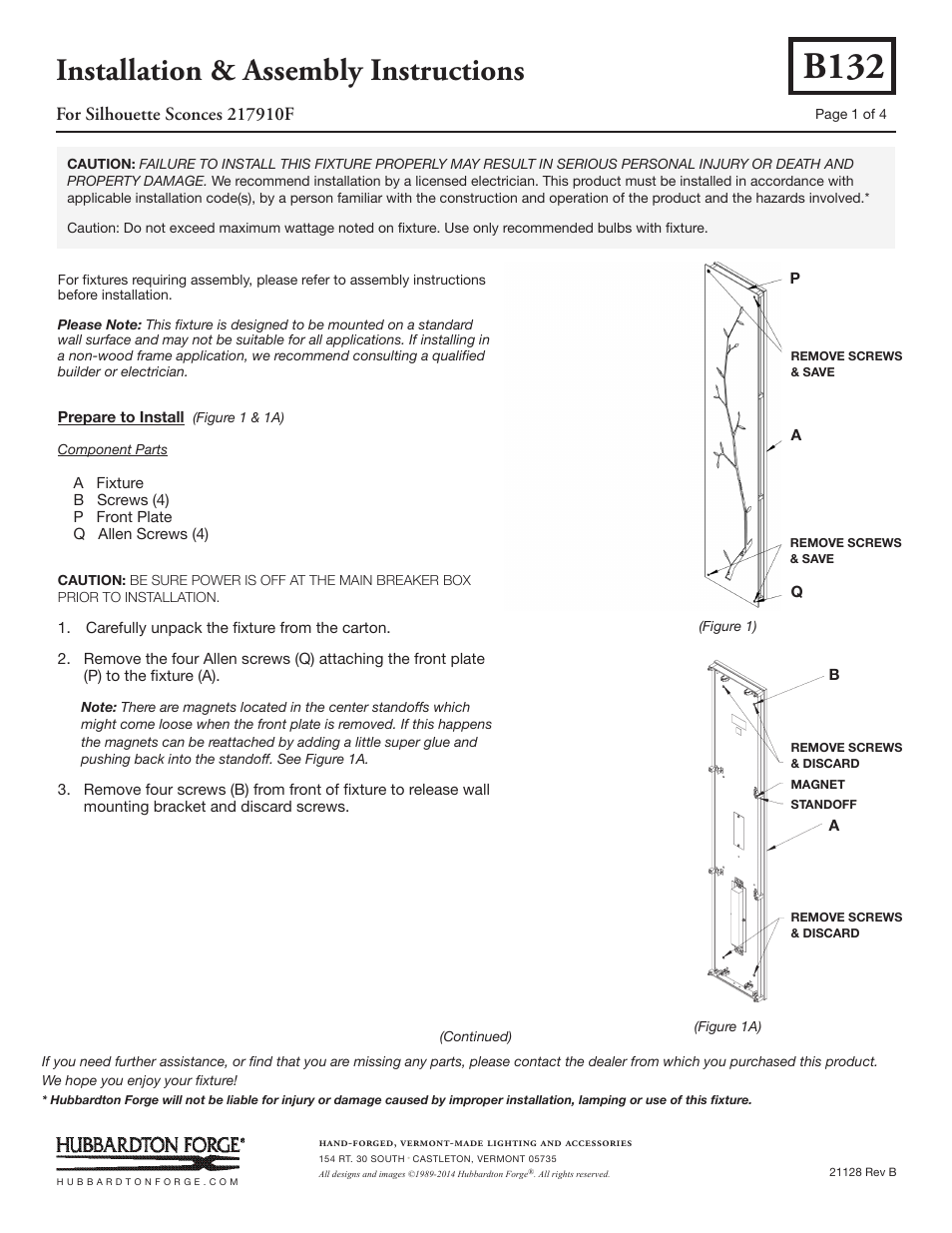 Hubbardton Forge 217910 User Manual | 4 pages