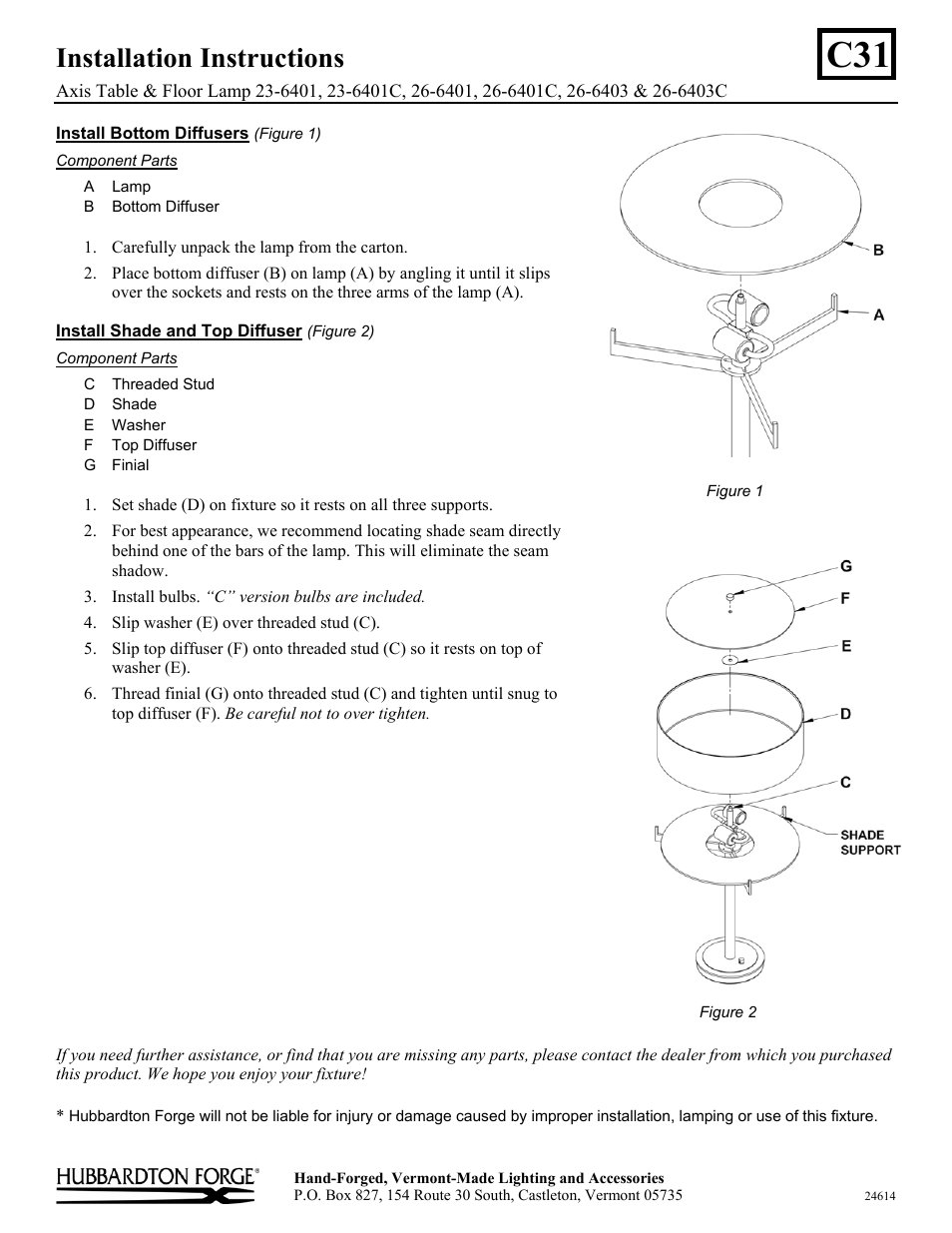 Hubbardton Forge 236401 User Manual | 1 page