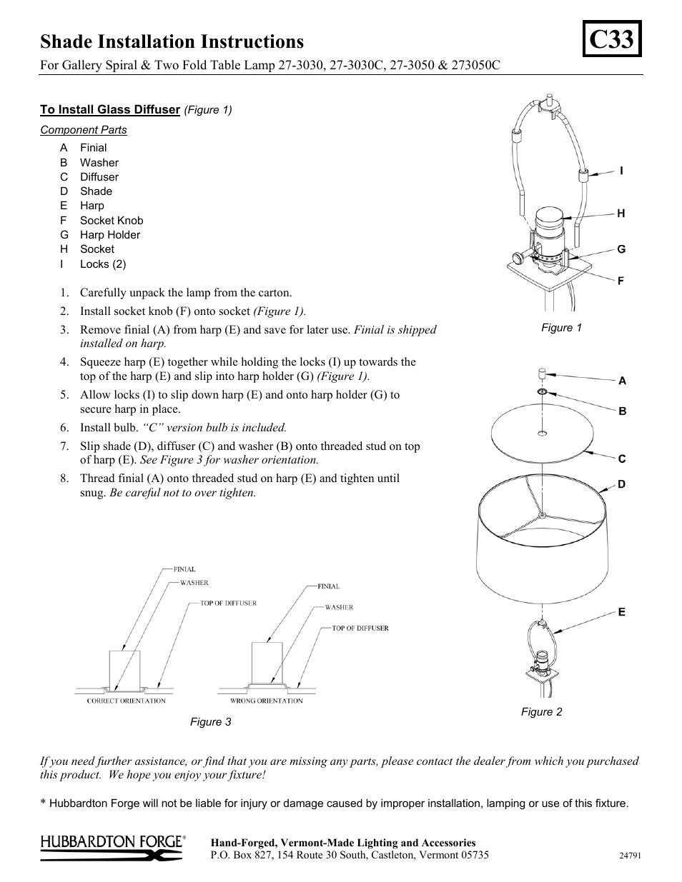 Hubbardton Forge 273050 User Manual | 1 page