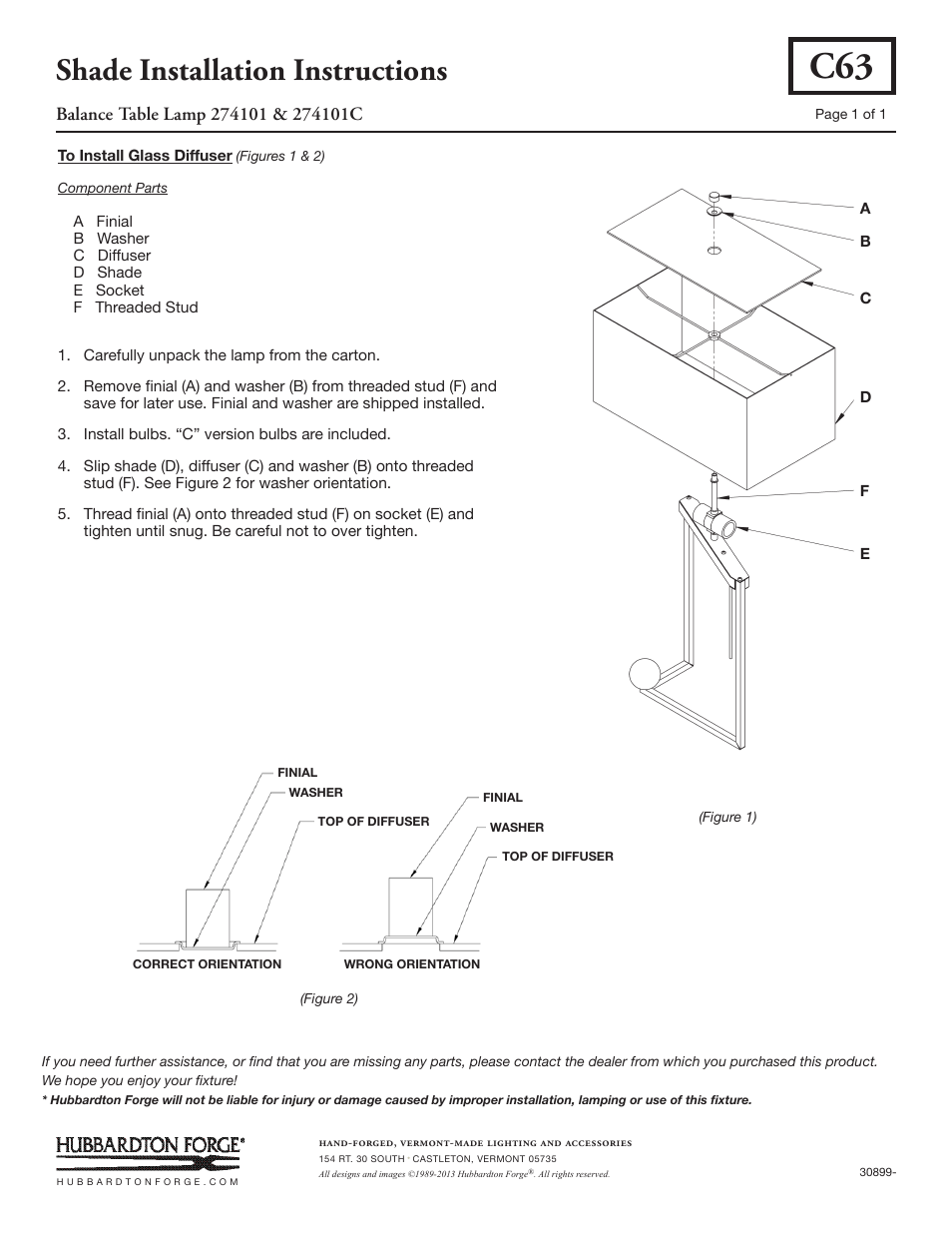 Hubbardton Forge 274101 User Manual | 1 page