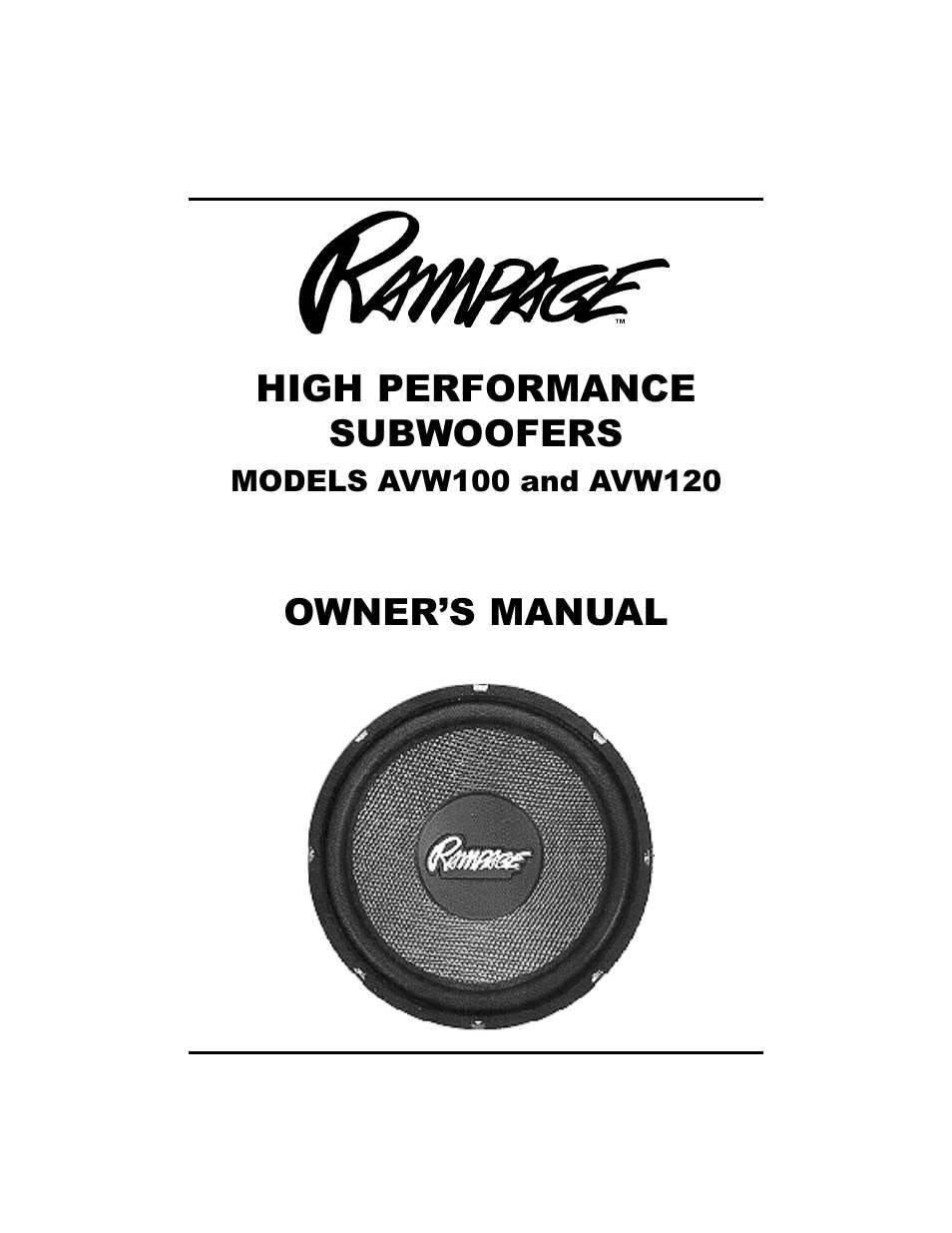 Audiovox AVW120 User Manual | 4 pages